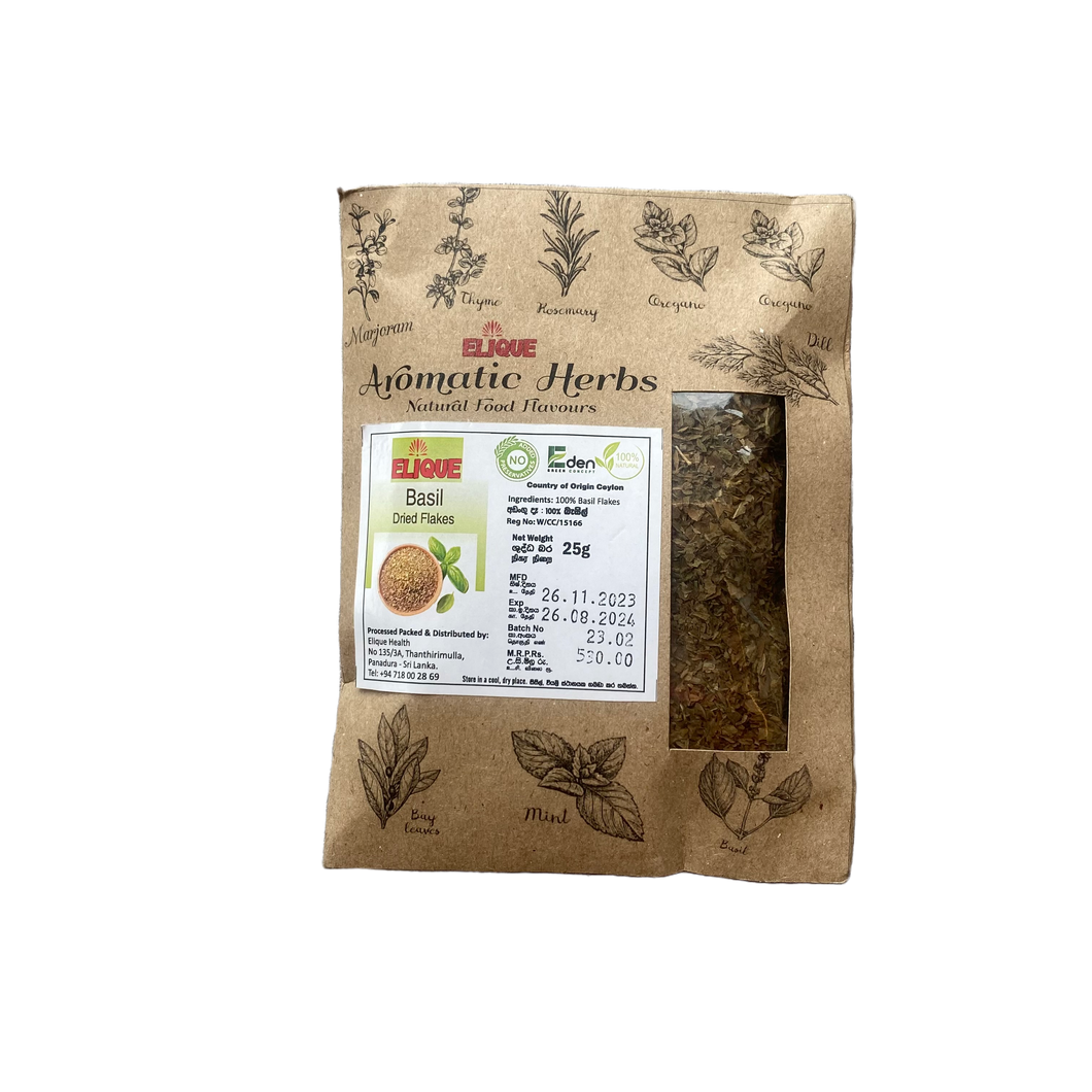 Dried Sweet Basil 25g- Elique Aromatic Herbs