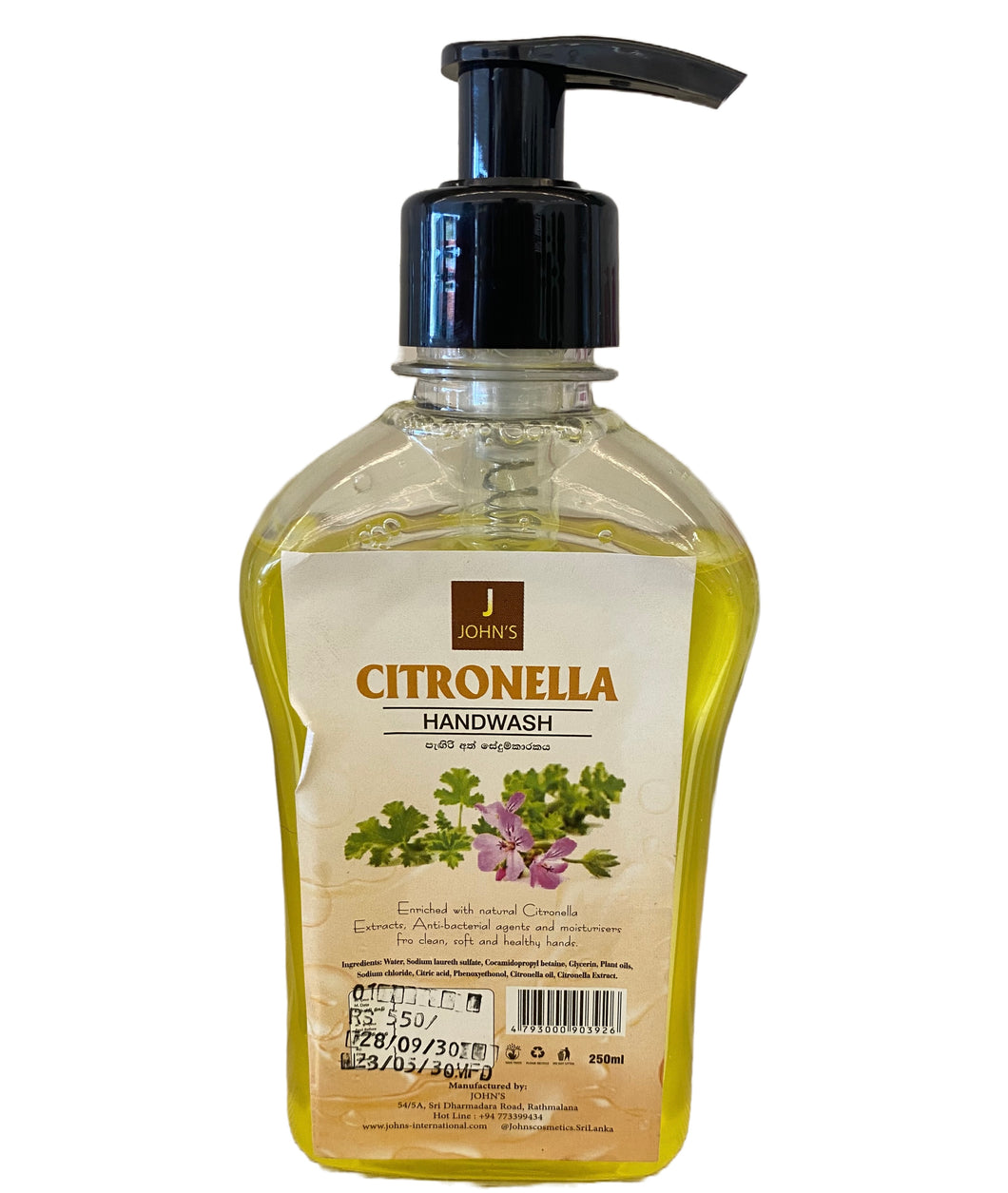 Citronella Hand Wash 250ml- John’s