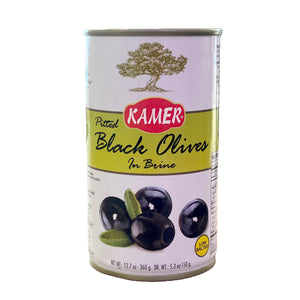 Pitted Black Olives Slightly Salted 360g - Kamer
