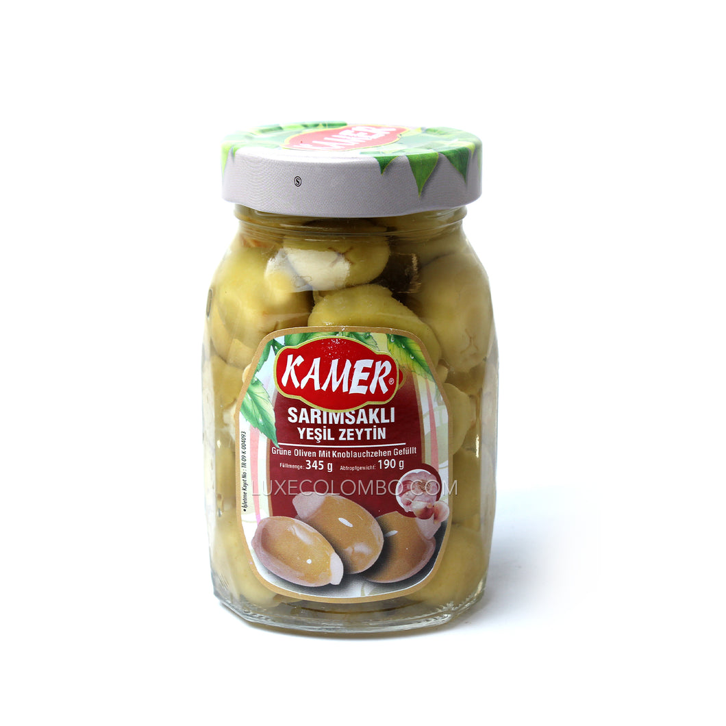 Green olives stuffed with garlic 345g - Kamer