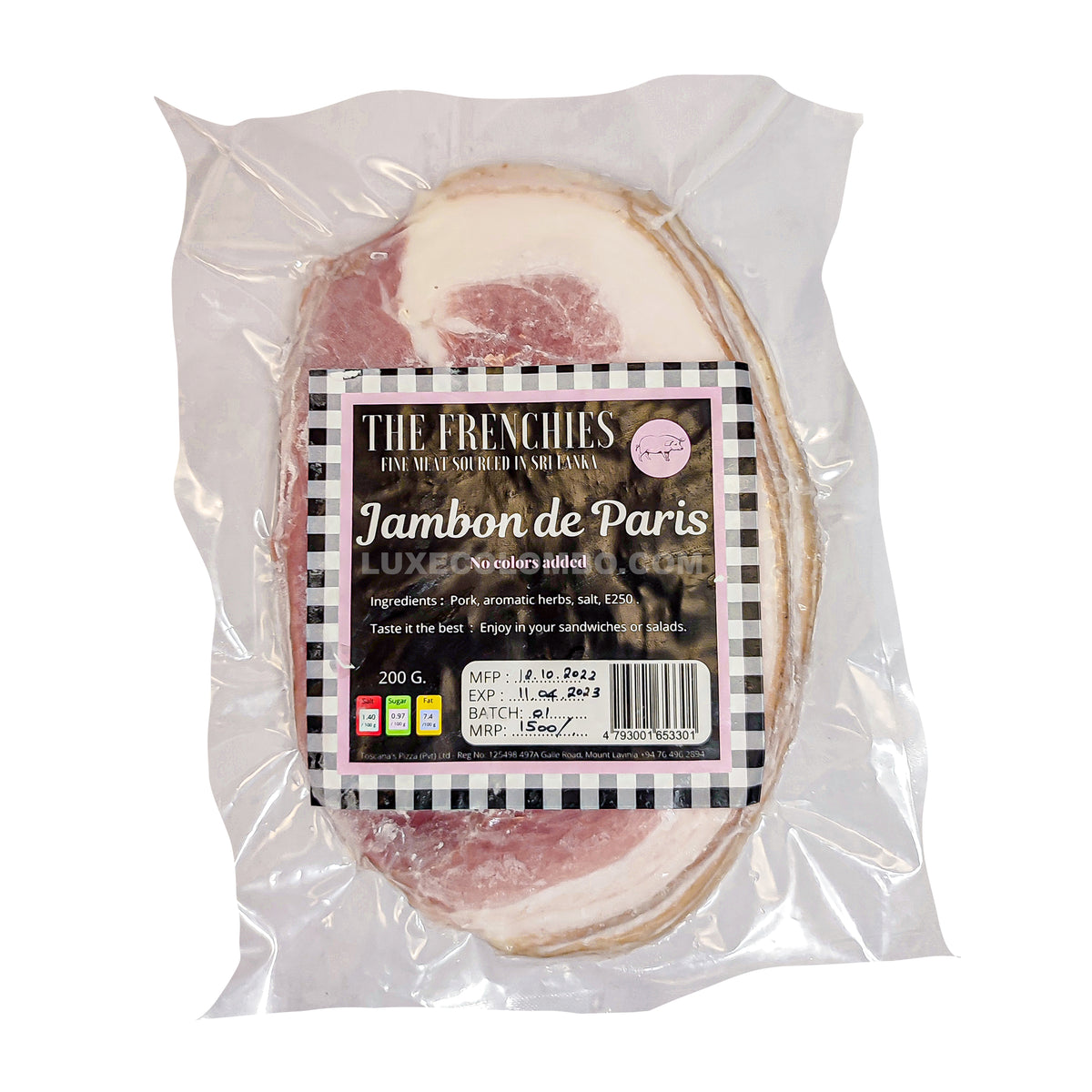 Jambon de Paris cooked ham 200g The Frenchies Luxe Colombo