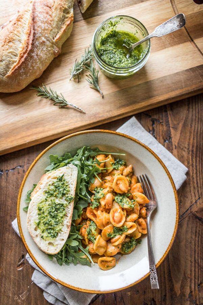 White Bean Pasta with Pesto