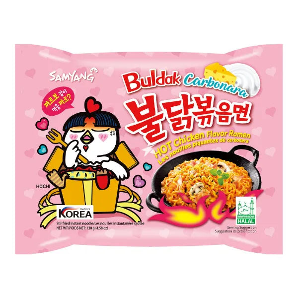 Carbonara Hot Chicken Ramen Noodles 130g - Samyang