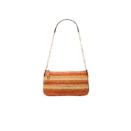 Handcrafted medium straw clutch with chain and Empire logo - MK