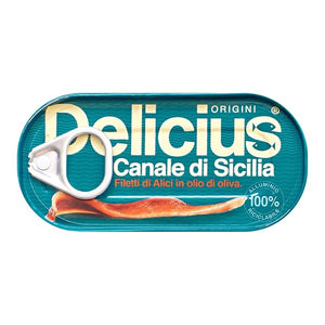 Anchovy fillets of Sicilian Canal in olive oil 28g - Delicius