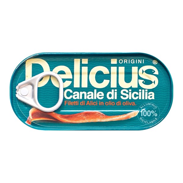 Anchovy fillets of Sicilian Canal in olive oil 28g - Delicius