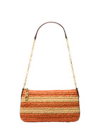 Handcrafted medium straw clutch with chain and Empire logo - MK