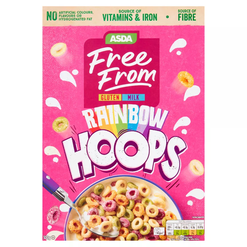 Rainbow Hoops Cereal Gluten Free 300g- ASDA