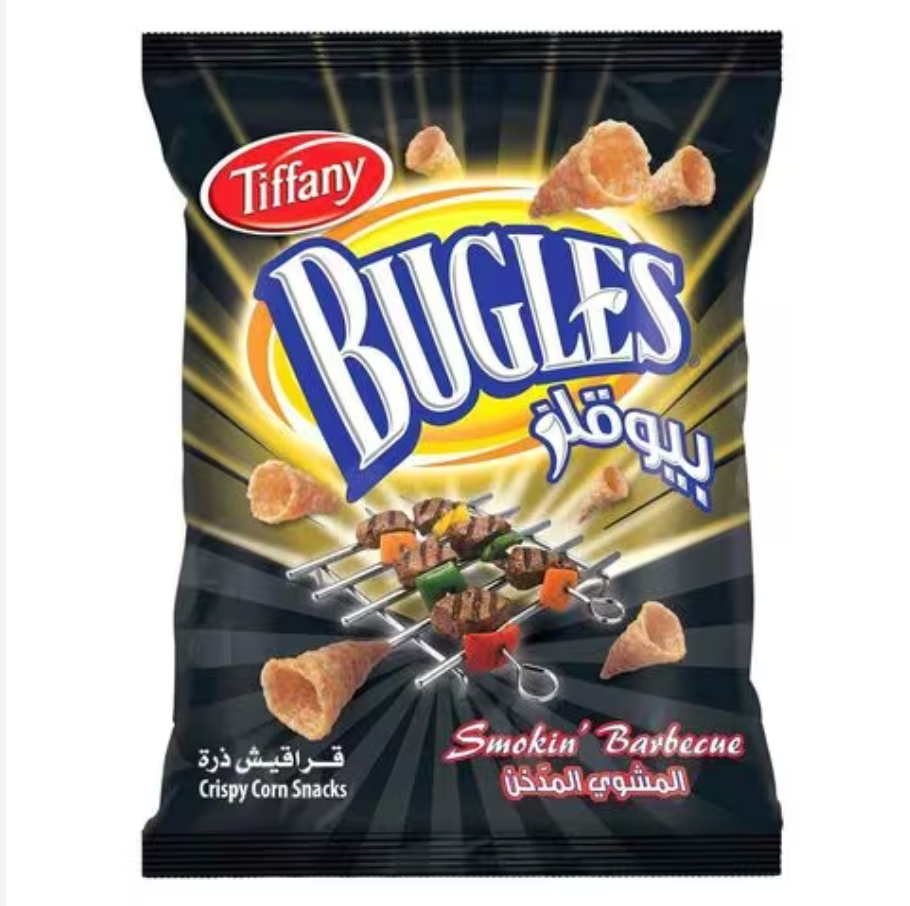 Tiffany Bugles Crispy corn snack - smokin bbq 13g