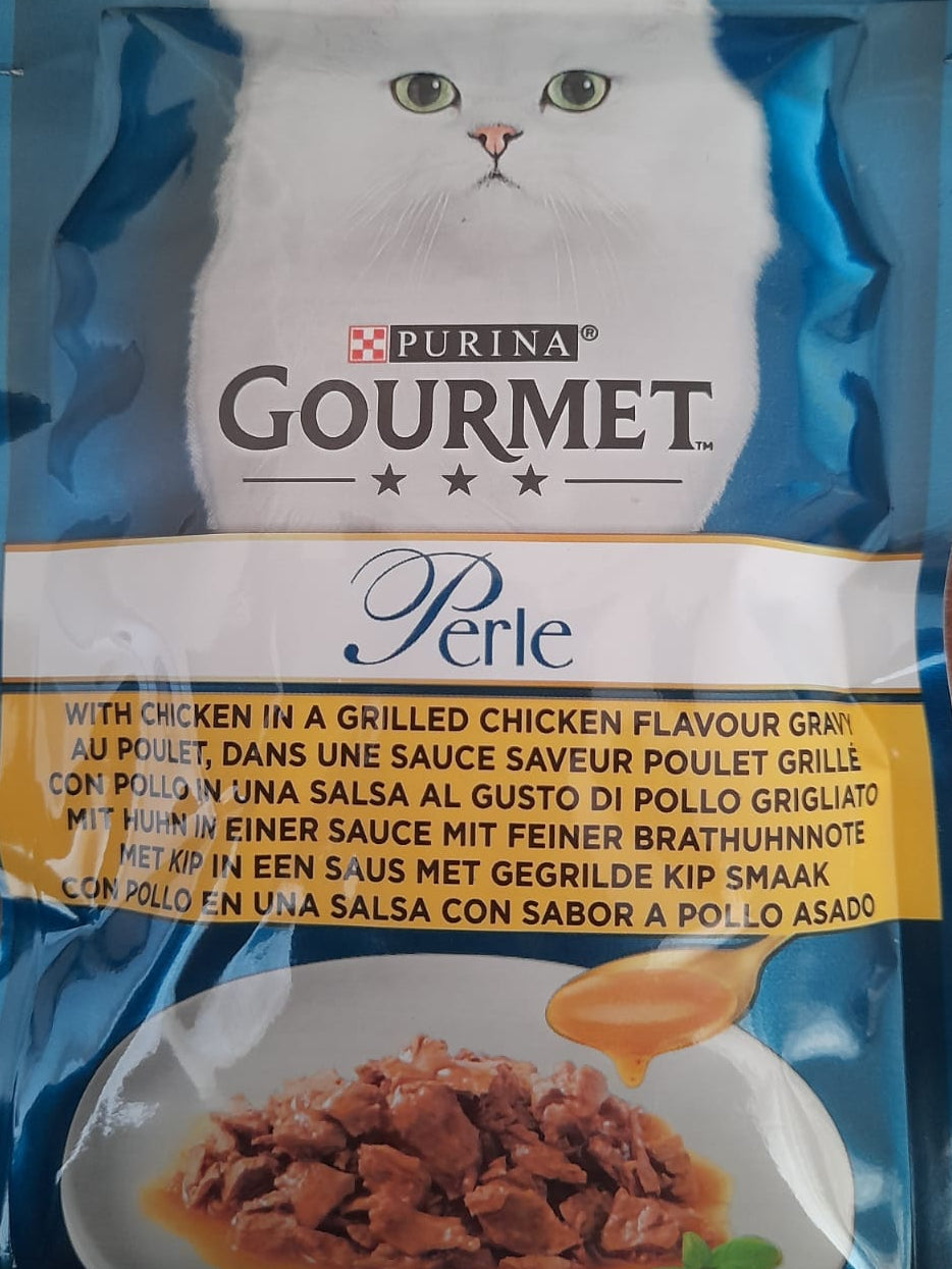 Cat food Perle With Chicken in a Grilled Chicken flavour gravy 85g - Gourmet
