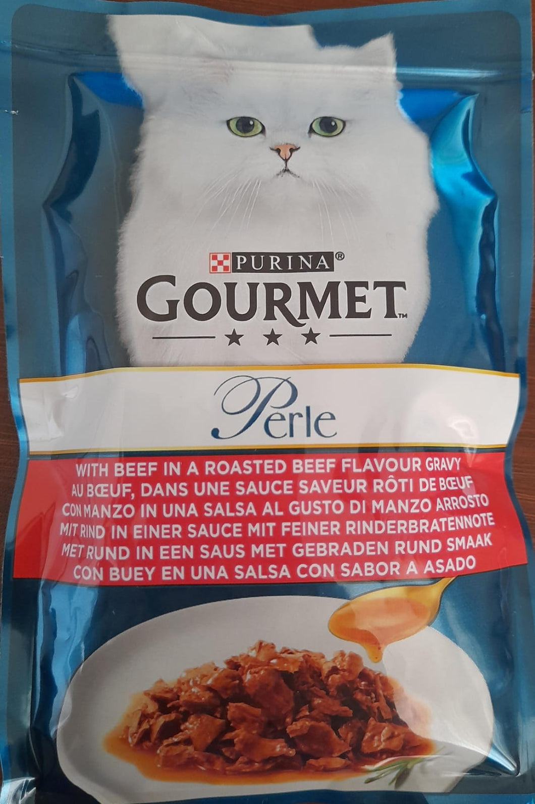Cat food Perle With Beef in a Roasted Beef flavour gravy 85g - Gourmet