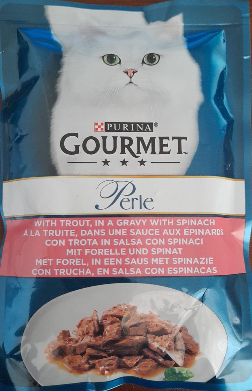 Cat food Perle With Trout in a gravy With Spinach 85g - Gourmet