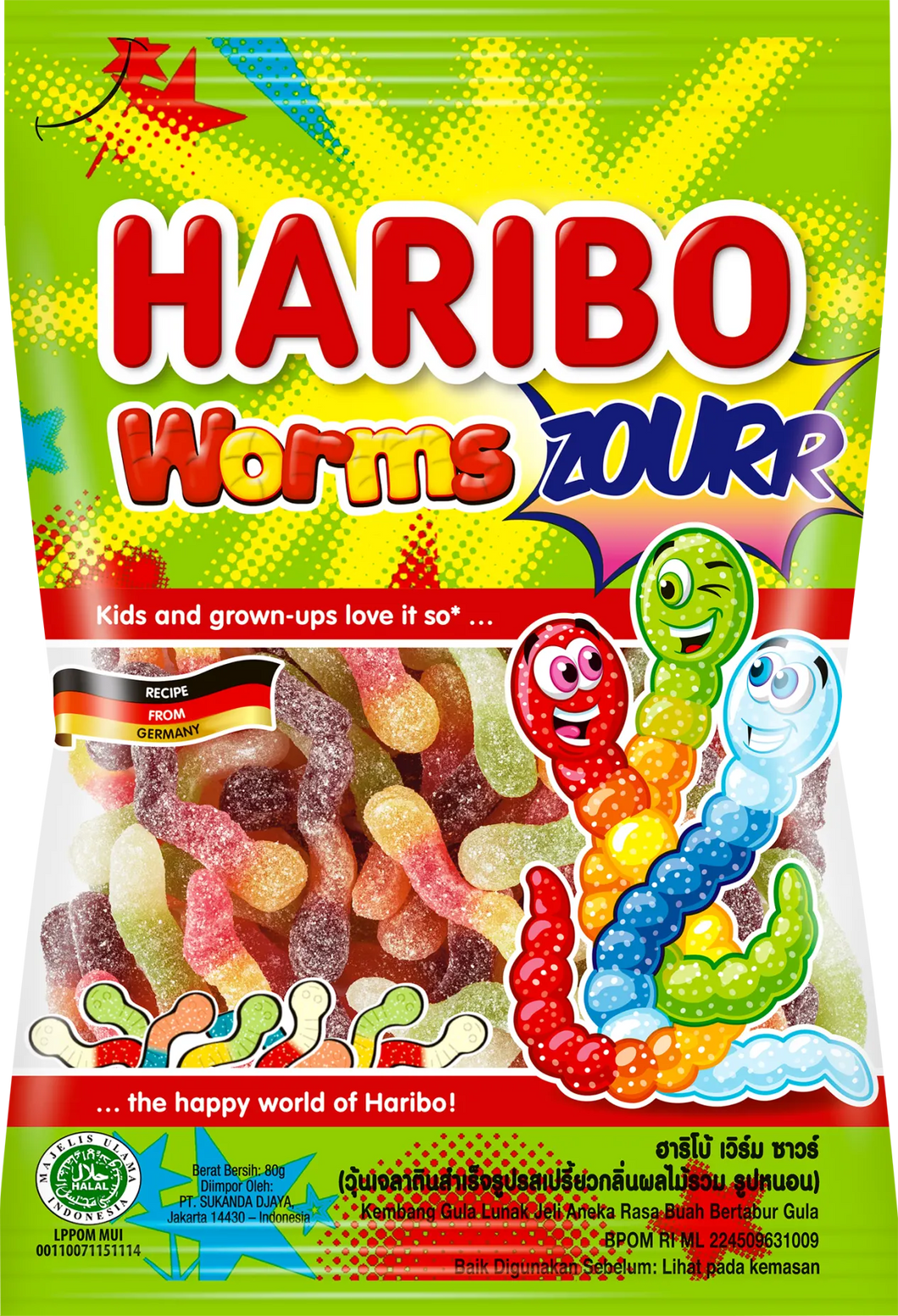 Worms Zourr Gummies 80g - Haribo