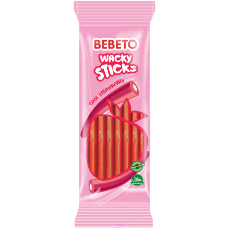Wacky Sticks Cool Strawberry Flavour Gummies 160g- Bebeto