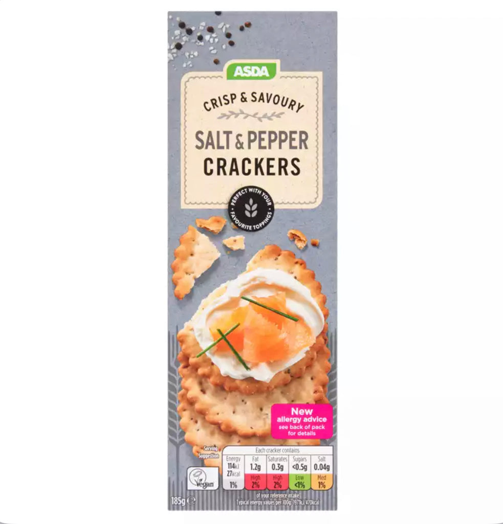 Crisp & Savory Salt Crackers 185g- ASDA