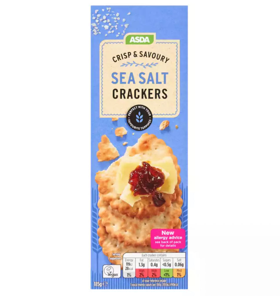 Sea Salt Crackers 185g- ASDA