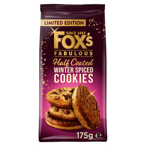 Half Coated Milk Chocolate Winter Spiced Cookies 175g- Fox's