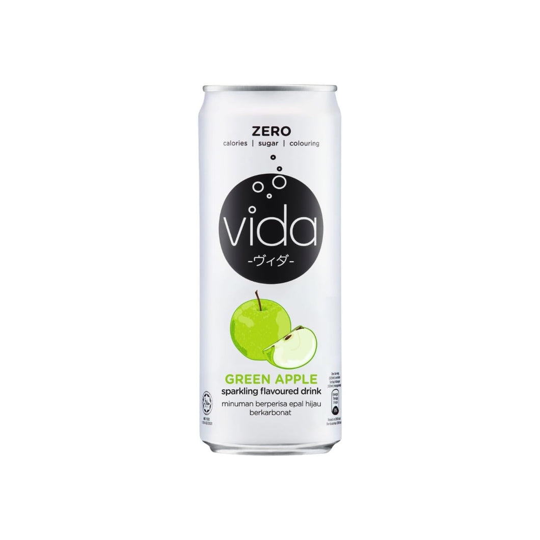 Green Apple Flavoured Sparkling Drink 325ml - Vida Zero