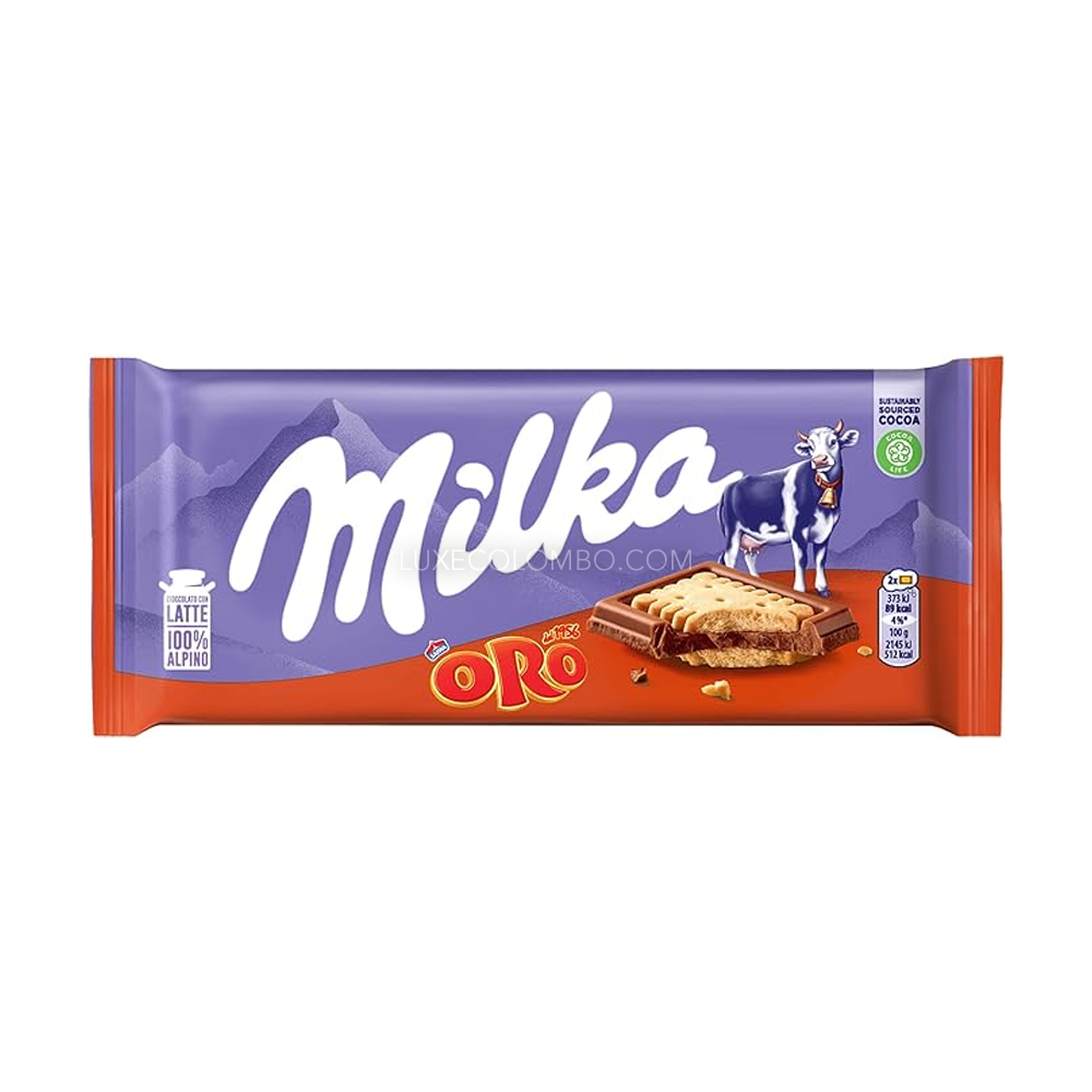 Milka Oro Milk Chocolate Bar Filled with Oro Saiwa Biscuits - 87g