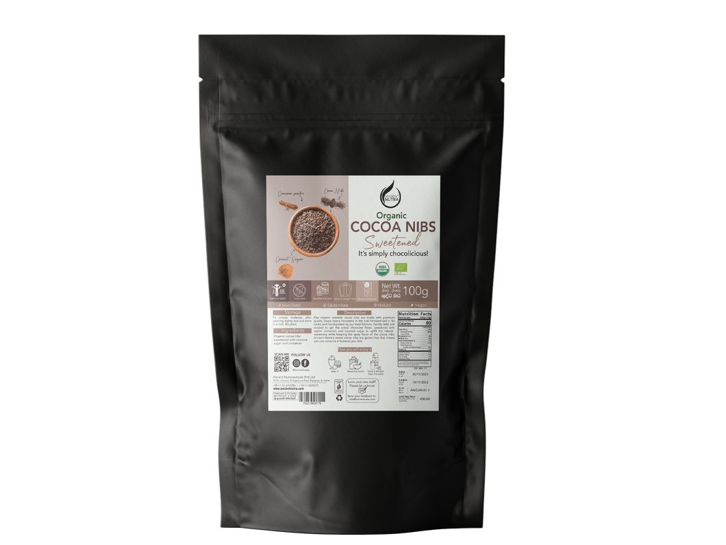 Organic Cocoa Nibs sweetened 100g - Ancient Nutra